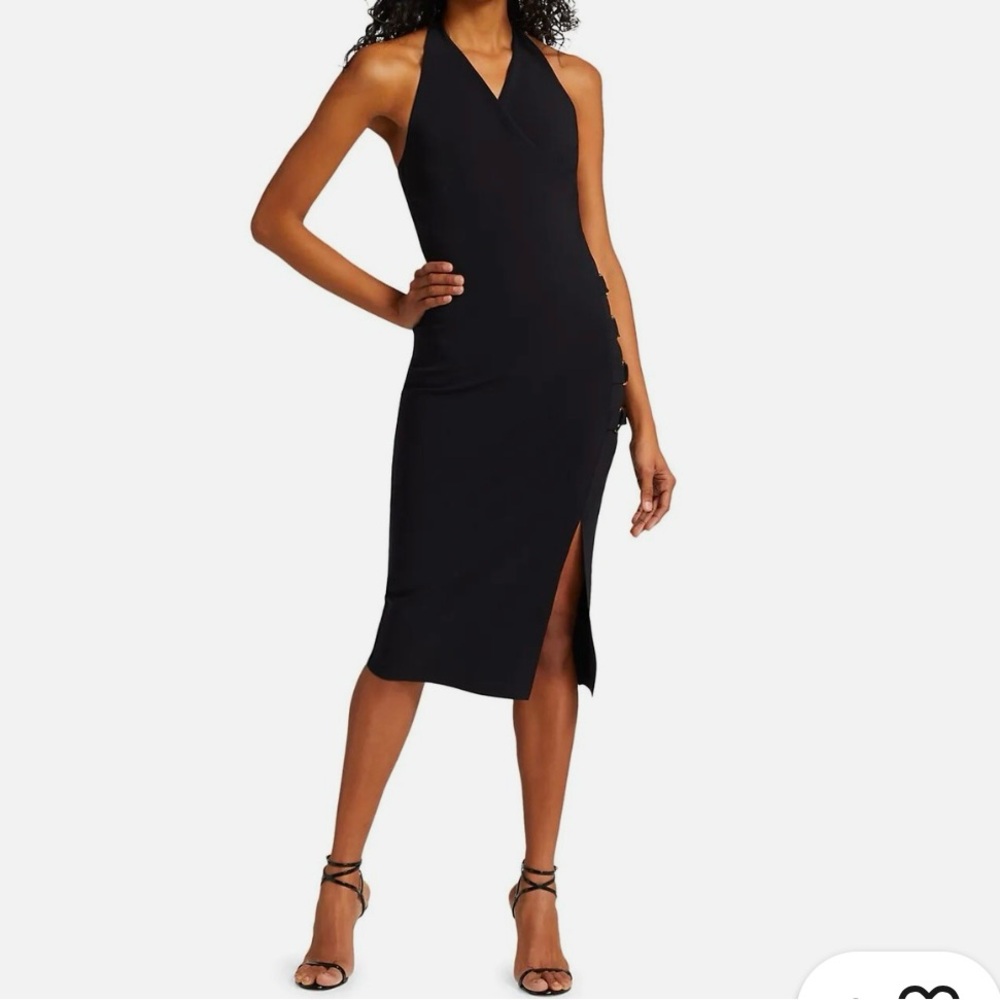 Chiara Boni La Petite Robe Ambra Halter Black Midi Dress
